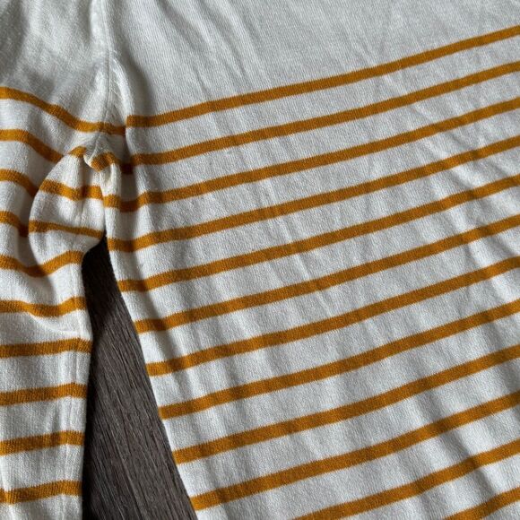 Banana Republic Sweater White/Mustard Yellow Striped w/Buttons EUC Size Medium - Picture 3 of 7